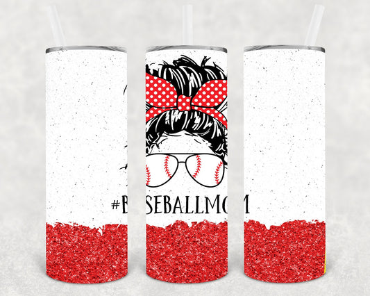 Baseball mom skinny tumbler 20 oz insulated cup with straw