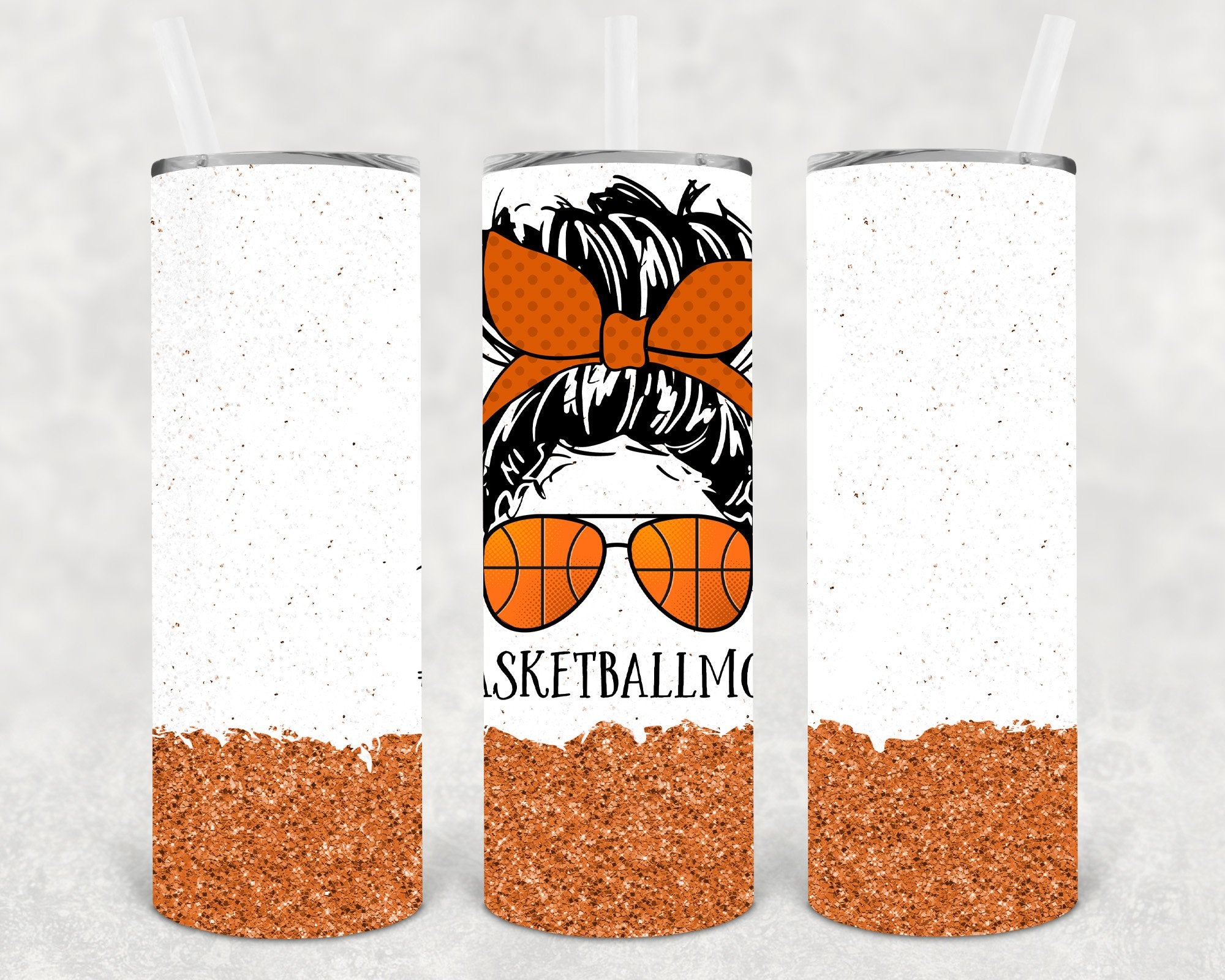 Basketball mom skinny tumbler 20 oz insulated cup with straw