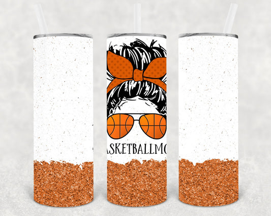 Basketball mom skinny tumbler 20 oz insulated cup with straw