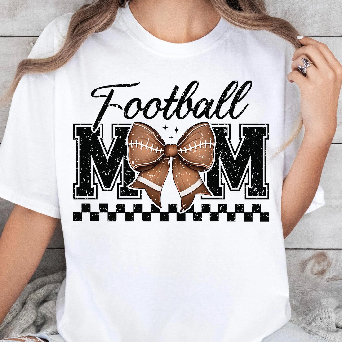 Football mom shirt with football bow design for Friday night lights