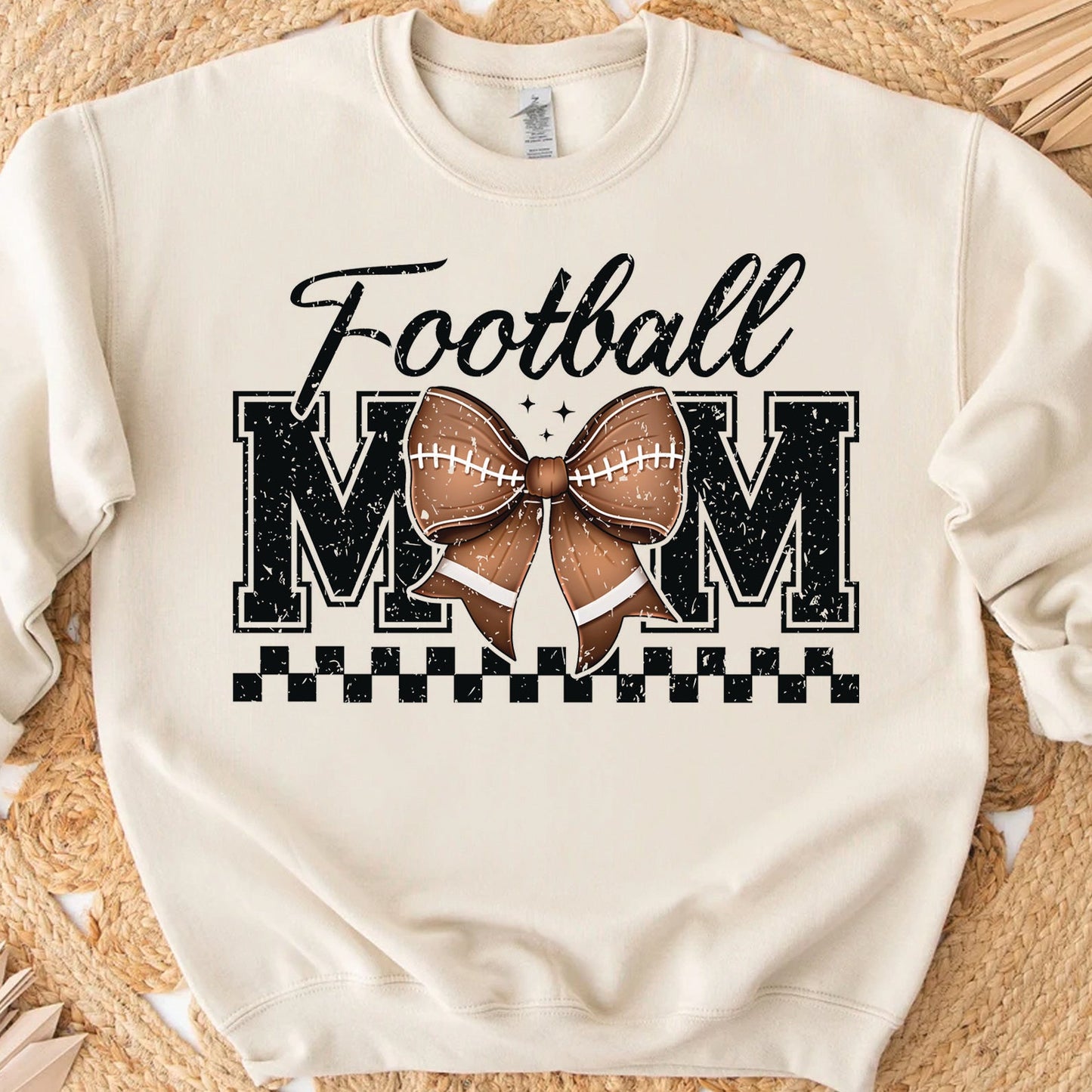 Cute football mom bow graphic sweatshirt for game day