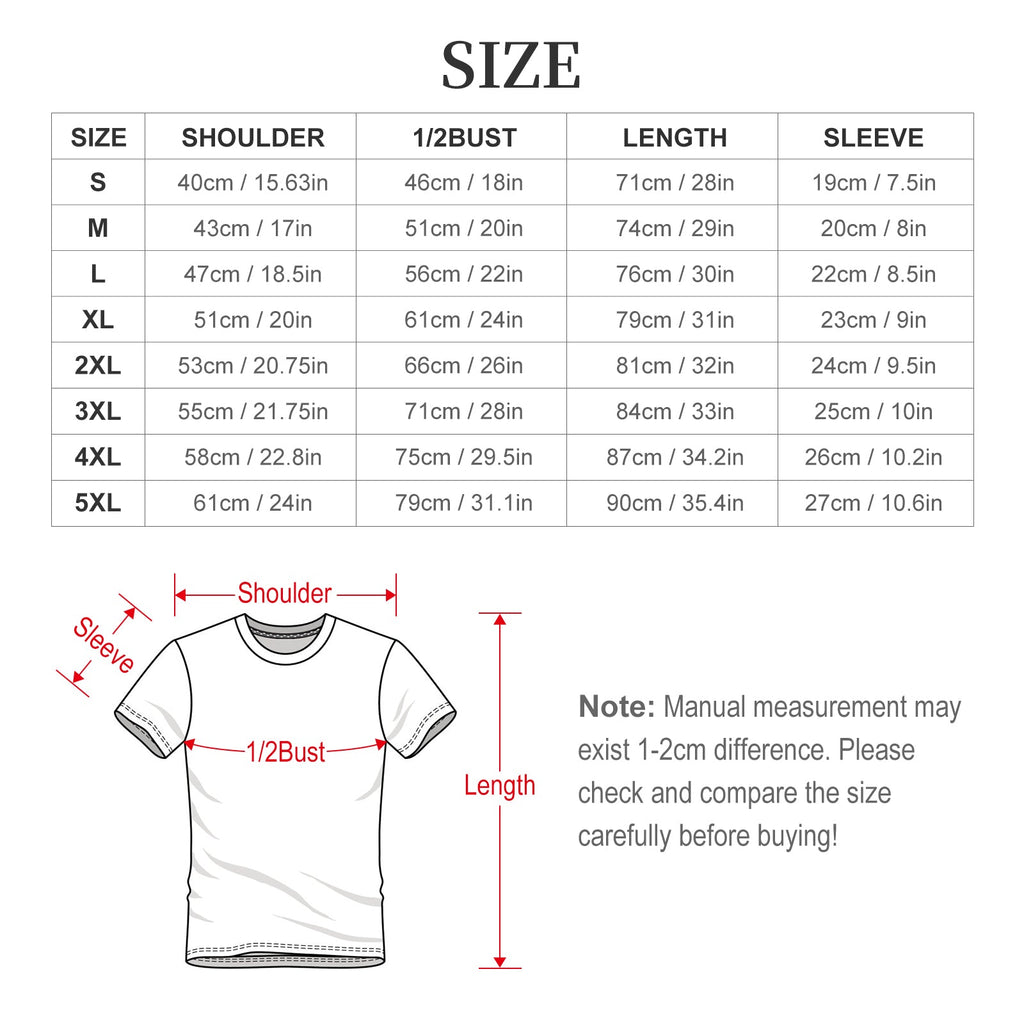 Jesus Crossover T-Shirt Size Chart