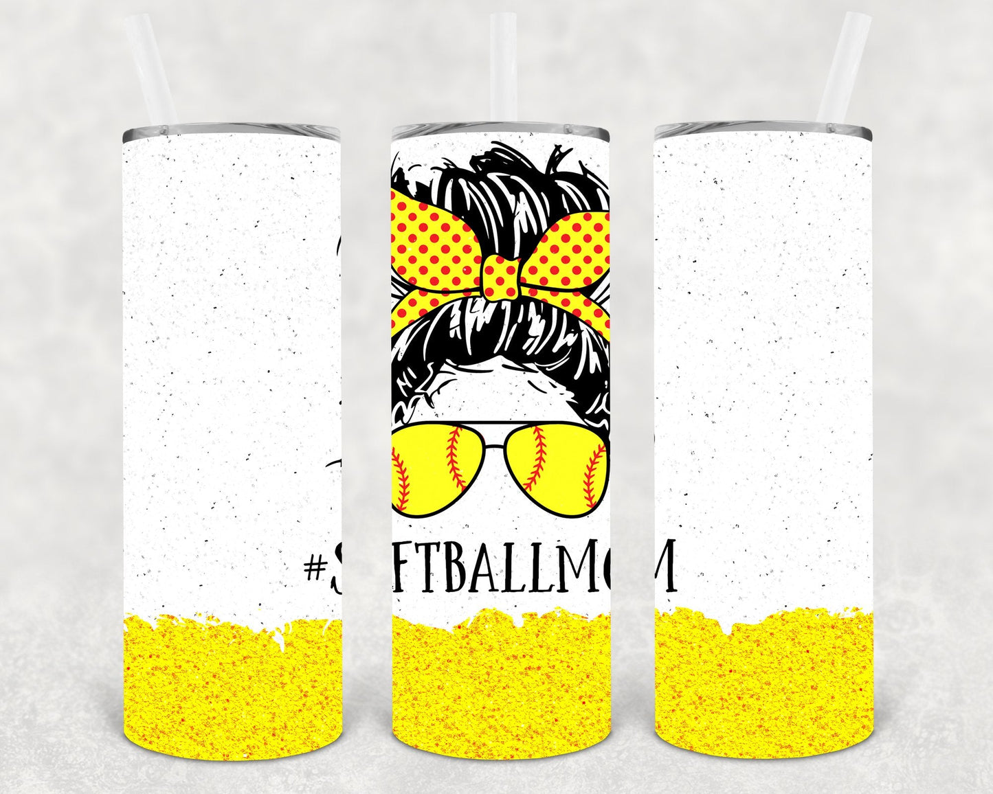 Softball mom skinny tumbler 20 oz insulated cup with straw