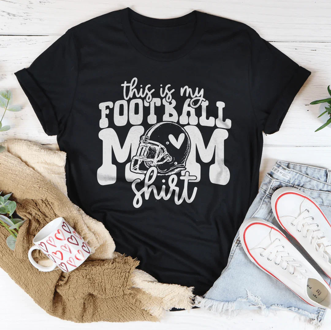 Football mom outfit with lightweight relaxed fit graphic tee